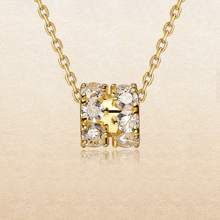 尤金喜 18K金培育钻石项链小蛮腰转运珠路路通手串白金铂金吊坠女