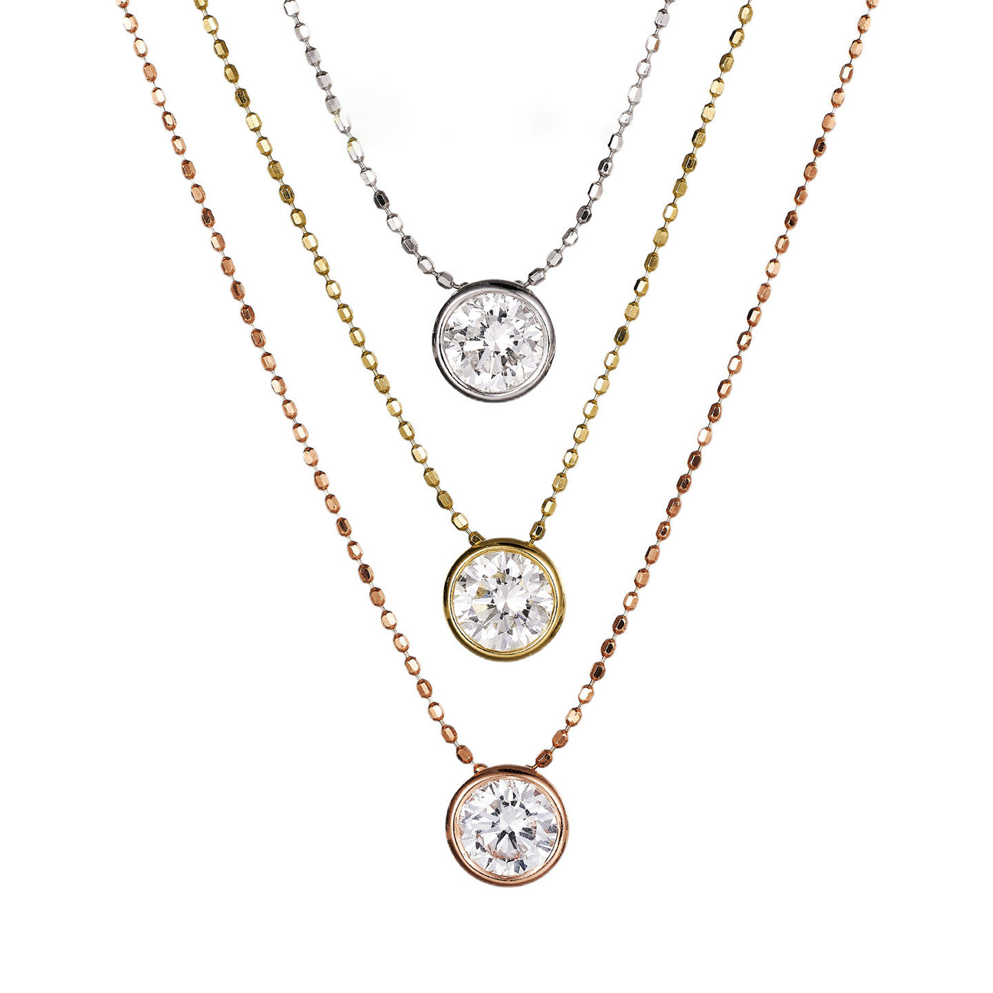 尤金喜 18K金培育钻吊坠50分百搭经典泡泡钻石吊坠项链时尚款送礼