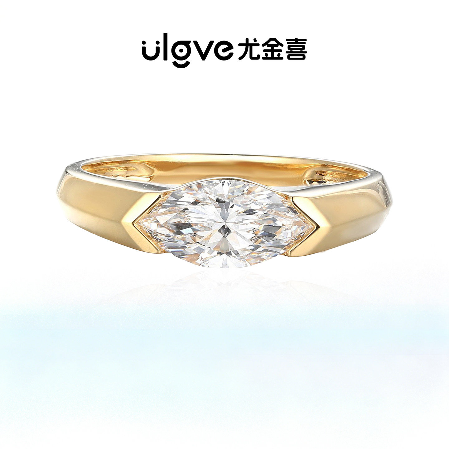 尤金喜18k金培育钻石马眼戒指女图片