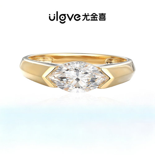 尤金喜18k金培育钻石马眼戒指女