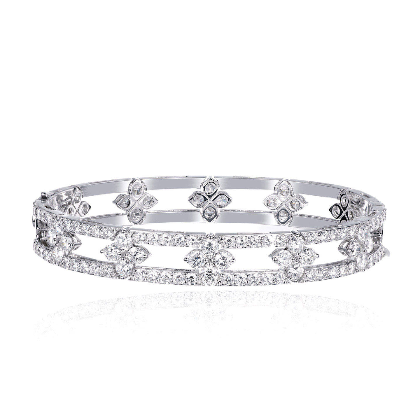 尤金喜 PT950培育钻石珠宝四叶草系列戒指耳环手镯送女朋友礼物