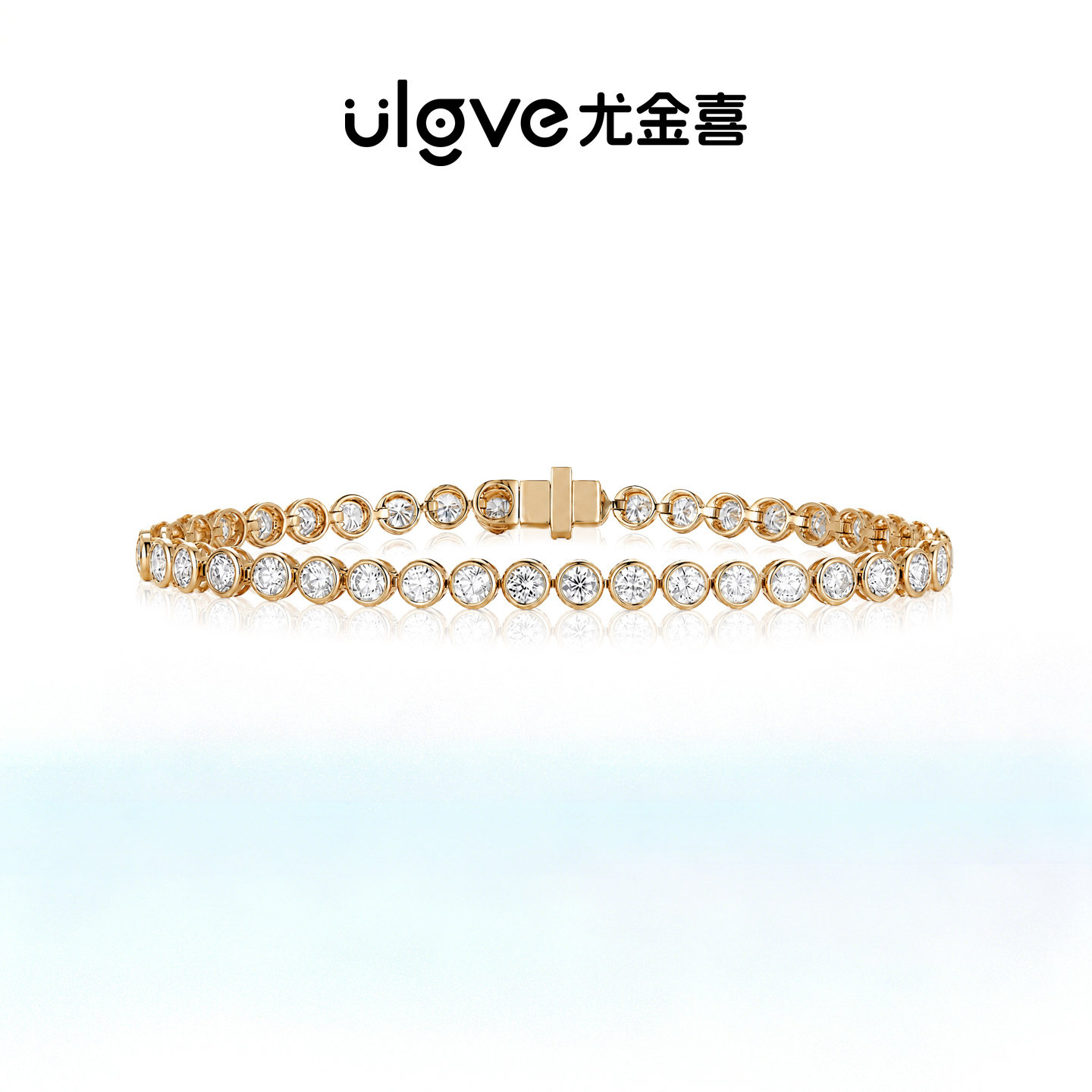 【七夕礼物】尤金喜 18k金人工培育钻满圈泡泡手链单颗10/20/30分