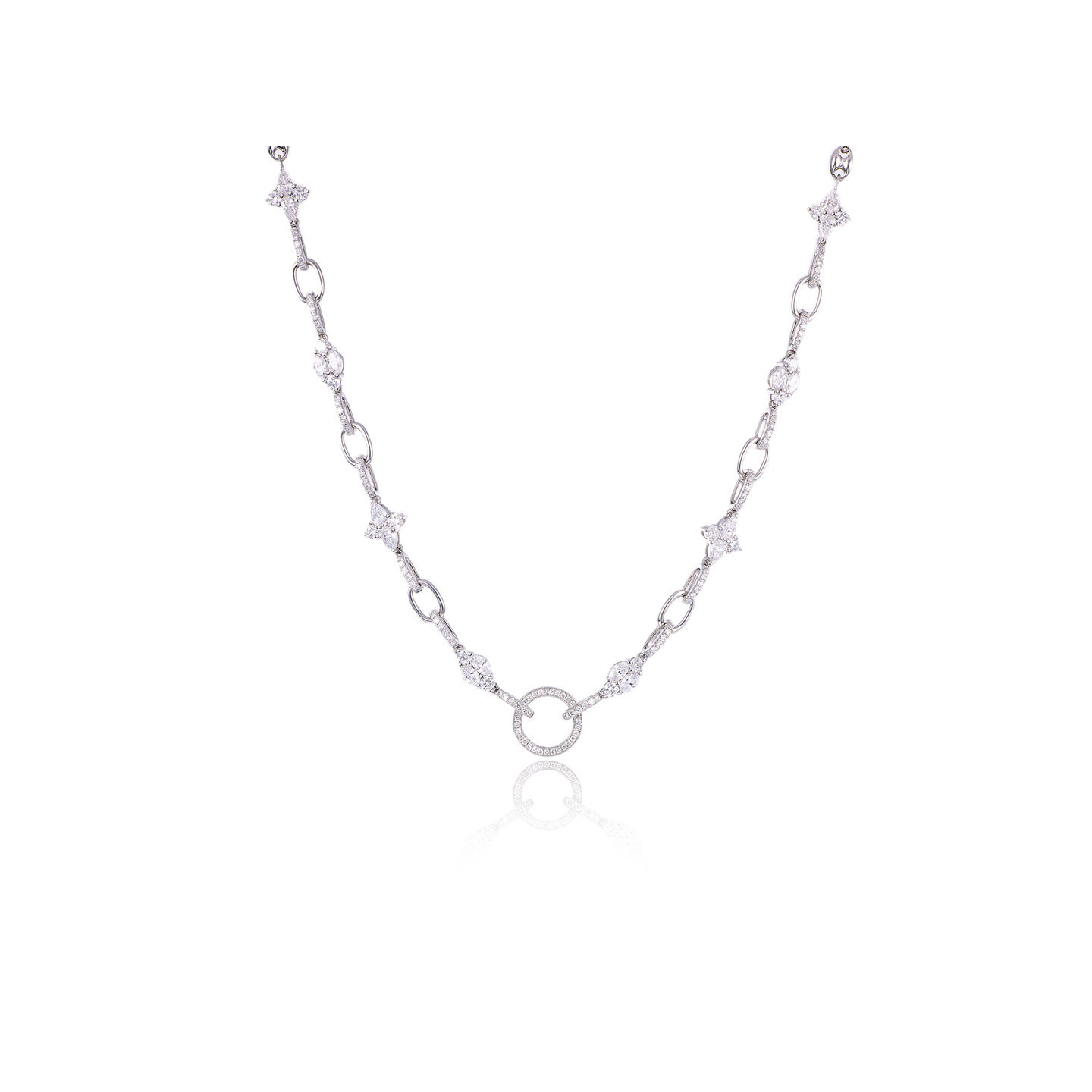 尤金喜 18K金培育钻石项链 万能扣时尚颈饰搭配吊坠时尚百搭女