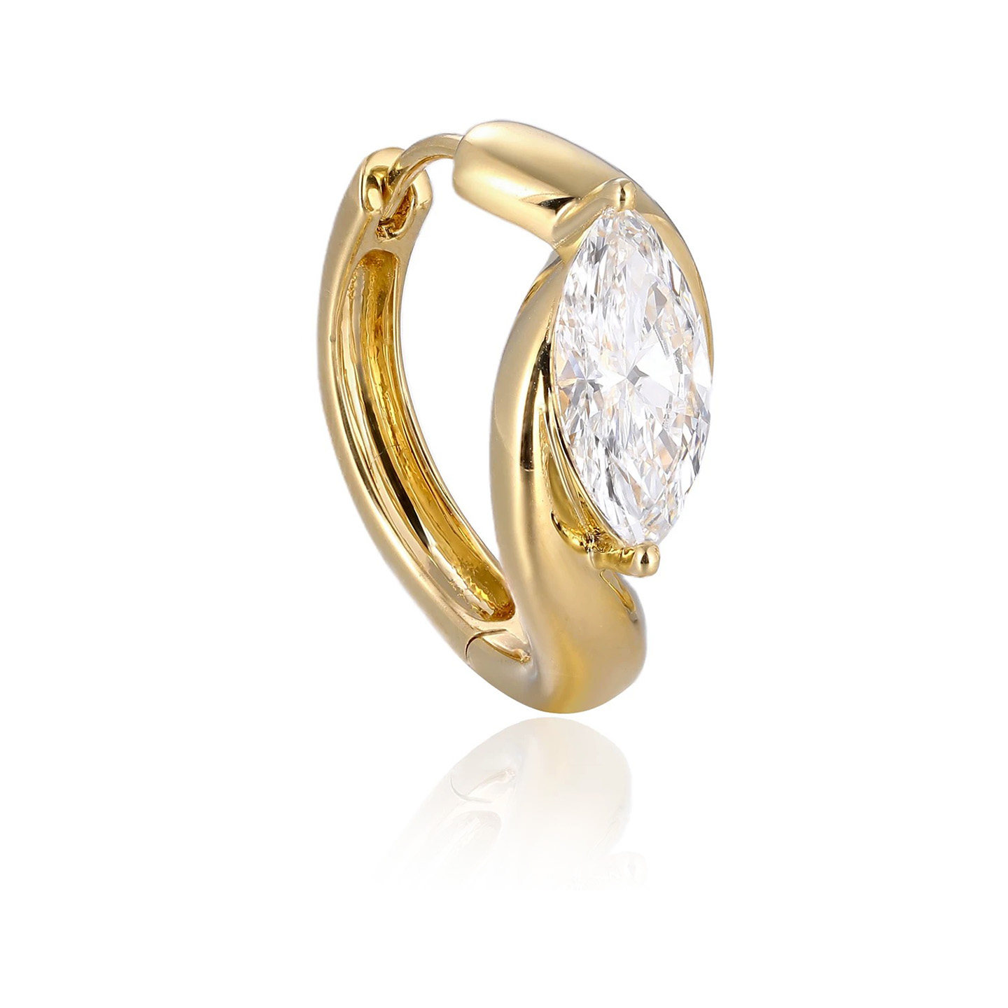 尤金喜 18K金培育钻石耳饰马眼钻扭臂耳环耳圈时尚百搭送闺蜜女友