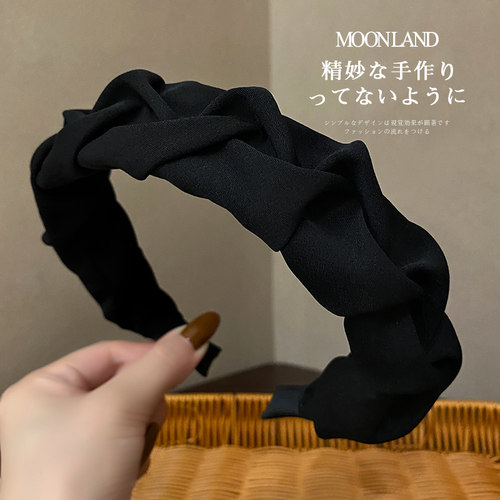 Moonland黑色显脸小褶皱发箍