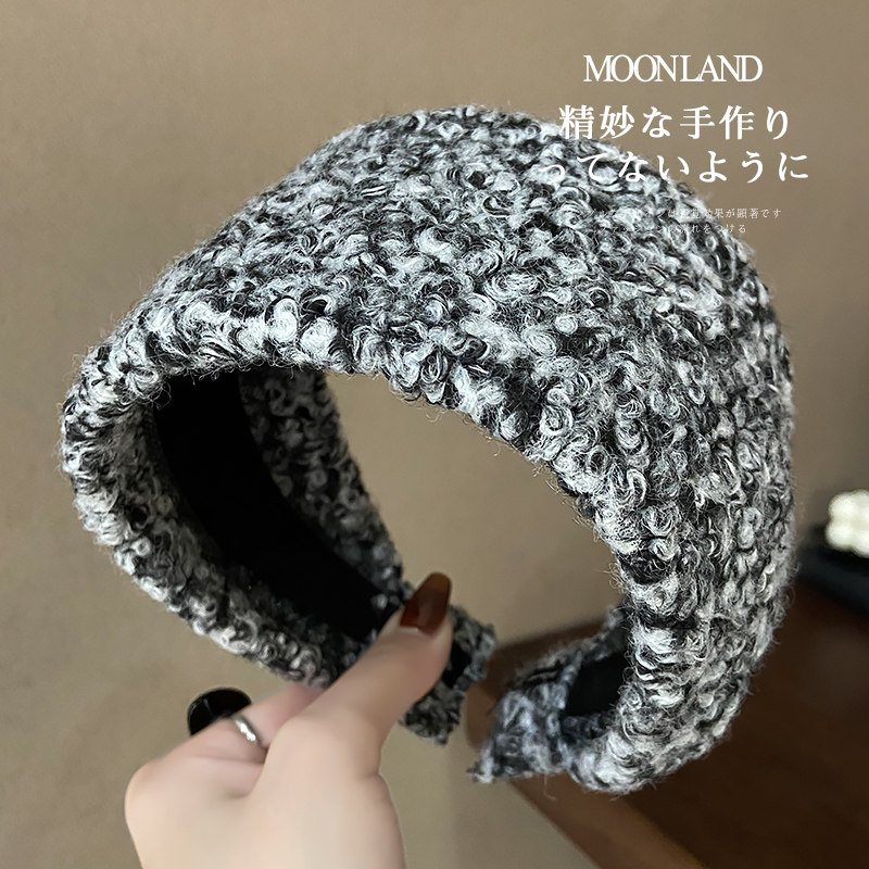 秋冬新款羊羔毛超宽发箍高级感高颅顶显脸小头箍发卡发捆头饰发饰