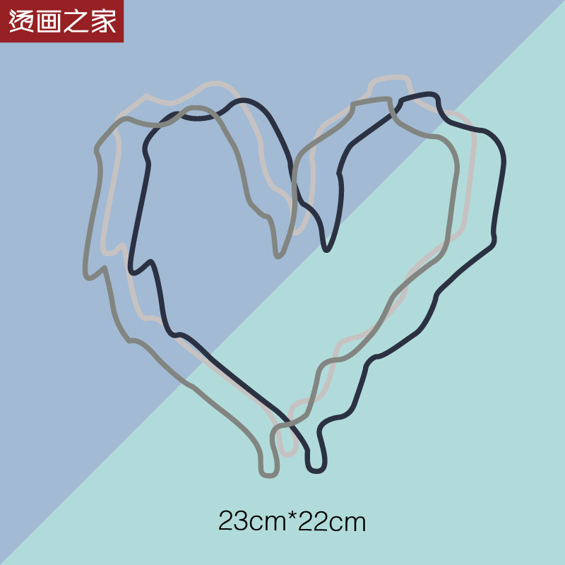 新款线条爱心柯式印花烫画图案学生装男女同款印花服装辅料装饰贴