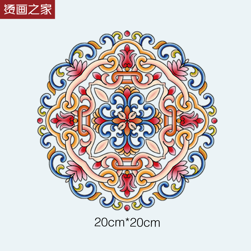 新中式中国风国潮仿刺绣图案印花民族风烫画贴爆款布料装饰贴图片