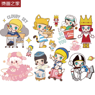 整张白墨烫画卡通泡泡马特图案印花 DIY手工辅料服装辅料装饰烫图