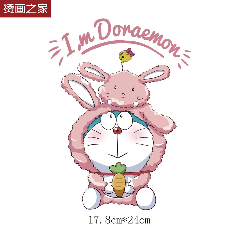 情侣装夏装潮流印花贴新款机器猫卡通烫画图案水洗不掉童装图
