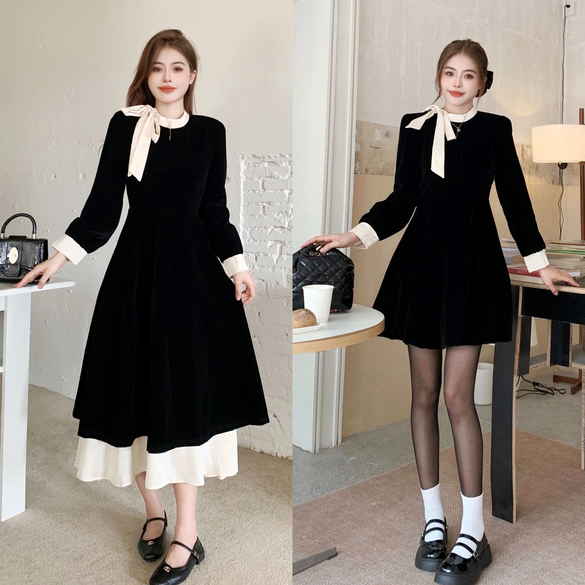 大码胖mm法式赫本风丝绒连衣裙