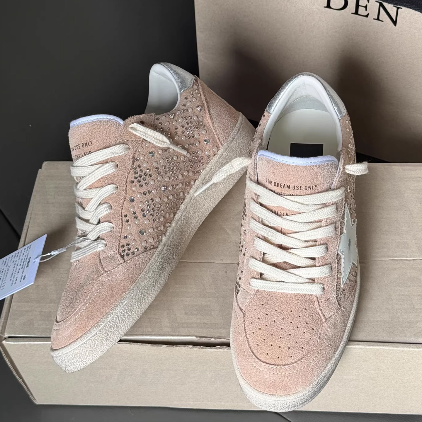 复古水钻内增高百搭小脏鞋