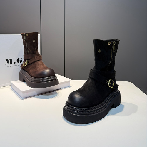 时尚增高马丁靴2025秋冬新款牛皮