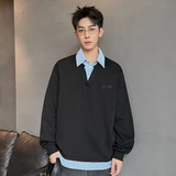 XZ413HT109J特批35-2025夏季新款休闲百搭时尚配色假两件长袖卫衣，男装卫衣，星座413（原星座105C）