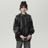 XZ413HW246-P100-2024秋装新款机车PU时尚休闲仿鳄鱼皮中性风外套，男装工装外套，星座413（原星座105C）