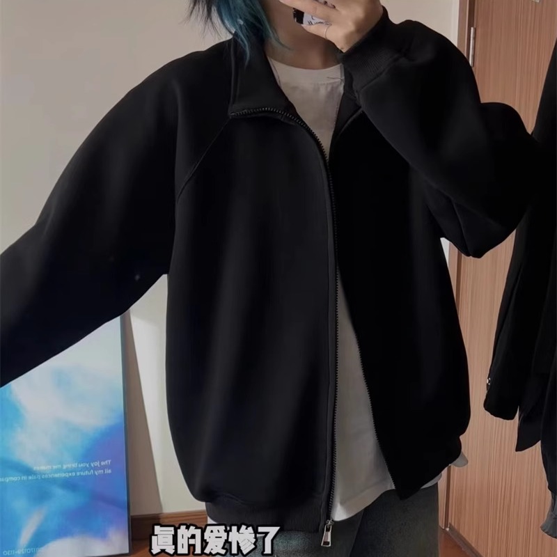 XZ413HW666-P58-2024秋季新款美式百搭休闲质感超好立领卫衣外套，男装卫衣，星座413（原星座105C）