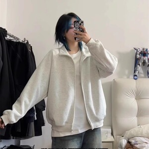 XZ413HW666-P58-2024秋季新款美式百搭休闲质感超好立领卫衣外套图片