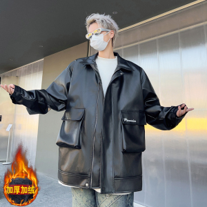 XZ413HW235-P110-2025秋装新款羊羔毛机车PU时尚休闲工装夹克外套图片
