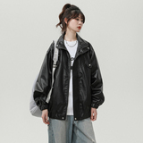 XZ413-HW233特批75-2025秋装新款机车PU时尚休闲中性风皮夹克外套，女装皮衣，星座413（原星座105C）