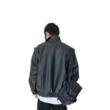 XZ413HW233-P100-2025秋装新款加绒机车PU时尚休闲潮流皮夹克外套，男装夹克，星座413（原星座105C）