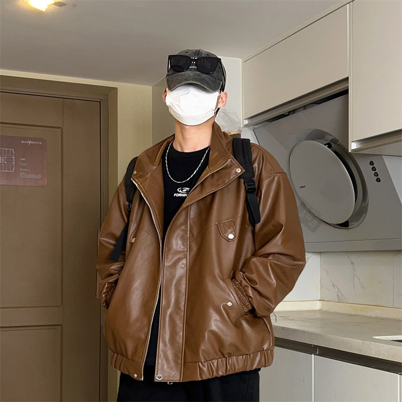 XZ413-HW233-特批75-2025秋装新款机车PU时尚休闲潮流皮夹克外套,男装皮衣,星座413（原星座105C）