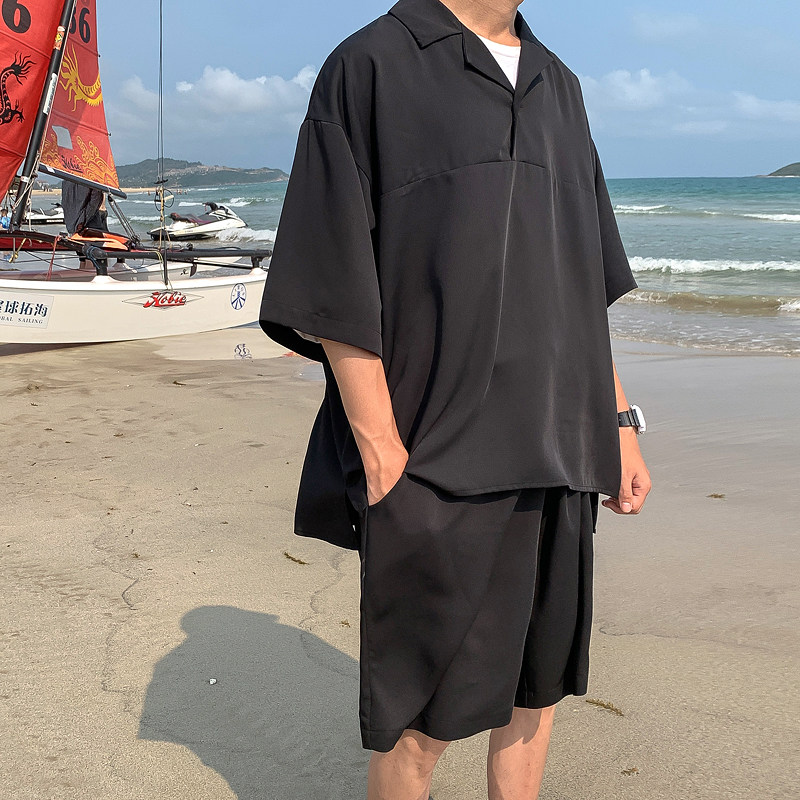 XZ105C-HW818-P60-2023夏季新款透气轻薄丝滑宽松休闲时尚夏季套,男装休闲套装,星座413（原星座105C）