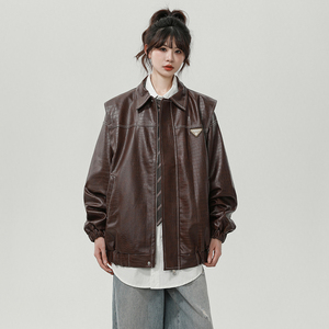 XZ413HW246-P100-2024秋装新款机车PU时尚休闲仿鳄鱼皮中性风外套图片
