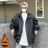 XZ413HW233-P100-2025秋装新款羊羔毛机车PU时尚休闲潮流夹克外套，男装夹克，星座413（原星座105C）