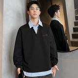 XZ413HT109J特批35-2025夏季新款休闲百搭时尚配色假两件长袖卫衣，男装卫衣，星座413（原星座105C）