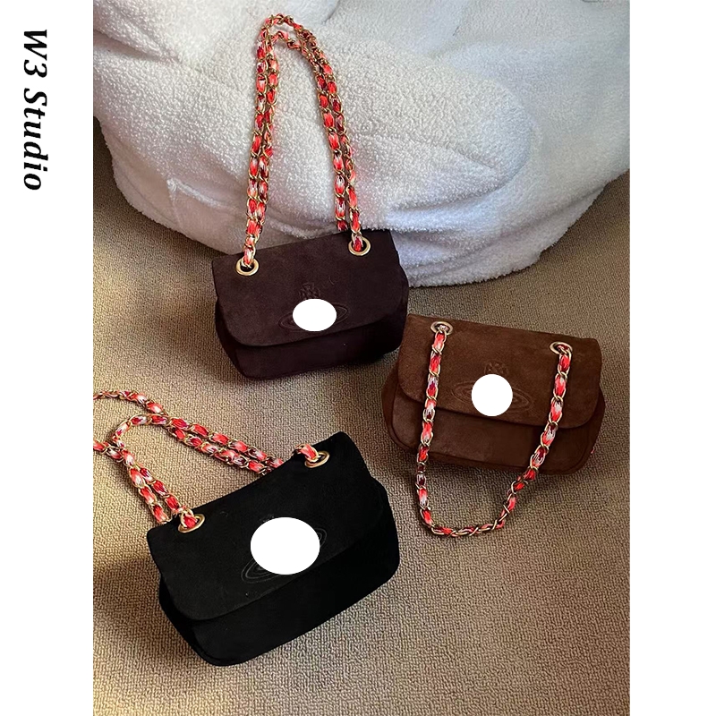 土星麂皮链条小方包通勤斜挎单肩