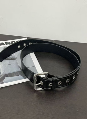 W3高品质土星新款字母头层牛皮腰带y2k辣妹百搭时尚个性皮带男女