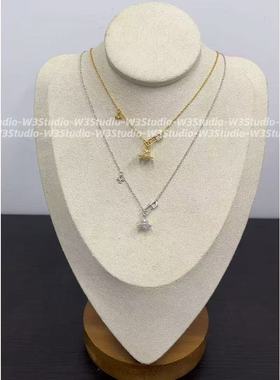 高品质925鸢尾花土星别针项链