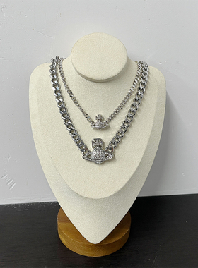 W3Studio土星古巴链项链吉赛尔同款简约磁吸镶钻情侣款朋克配饰