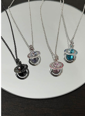 W3Studio新款高品质土星球渐变星球orb锁骨链超orb链条项链饰品