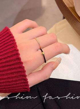 时尚潮人转运珠素圈编织戒指女小众设计可调节尾戒简约冷淡食指戒