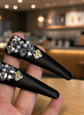 黑底水钻蝴蝶结重工手作发夹