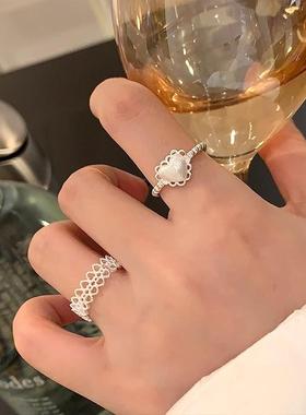 蕾丝爱心戒指轻奢小众高级感