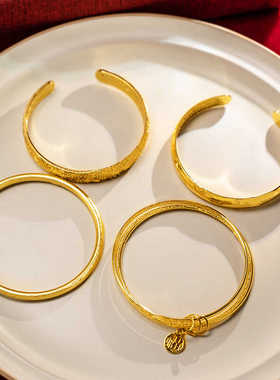 金色福字三生三世素圈手镯民族风