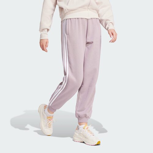 Adidas 女子经典三条杠春季纯棉针织线圈运动休闲长裤IR6067