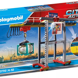 playmobil摩比世界70770货物起重机港口龙门吊车仿真玩具男孩礼物