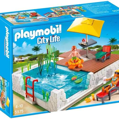 playmobil摩比世界5575带露台的游泳池玩具