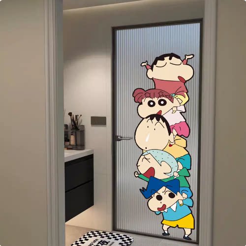 卡通蜡笔小新厨房浴室玻璃橱窗门贴防撞贴纸客厅冰箱空调装饰贴画