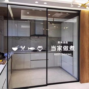 餐厅厨房玻璃门上的贴纸透明防撞家用移门推拉门装饰贴画自粘防水