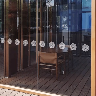 玻璃门贴纸简约老字号窗贴画透明静电定制腰线防撞办公室玻璃贴膜