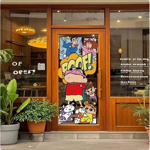 可爱蜡笔小新贴纸布置玻璃门贴奶茶甜品服装店铺装饰家用创意贴画