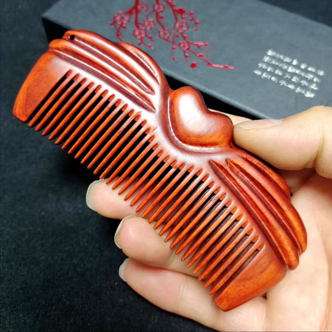 名贵紫檀木梳子小巧精致便携包包梳子紫檀木宽齿按摩梳复古风木梳
