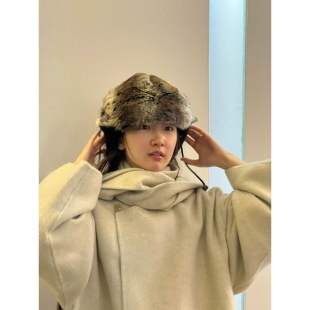 周冬雨微博同款帽子2023兔毛雷锋帽子冬天皮草帽子加厚