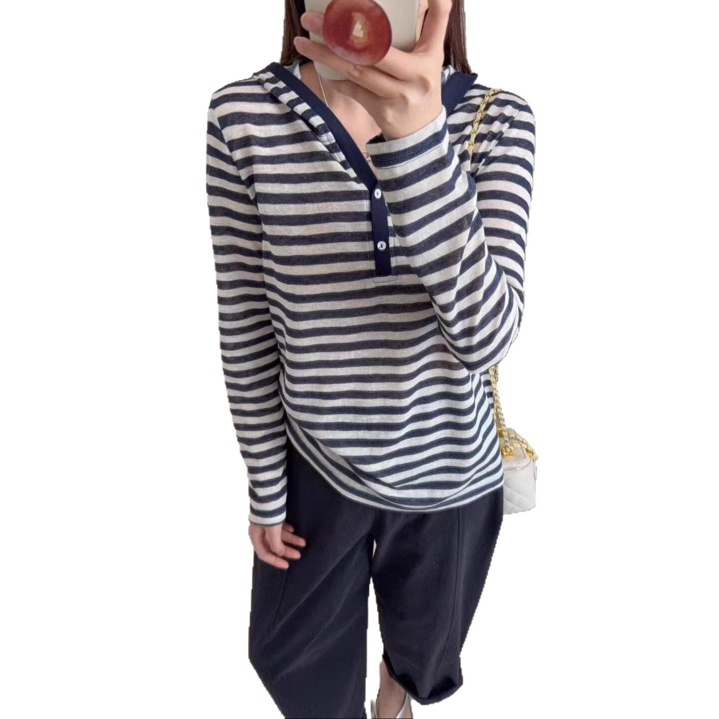 26年春款针织衫女长袖套头连帽宽松休闲韩版学院风上衣亲肤针织衫