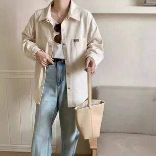 贴标学院风开衫 2024年春款 女宽松休闲韩版 长袖 亲肤衬衣外套 衬衫