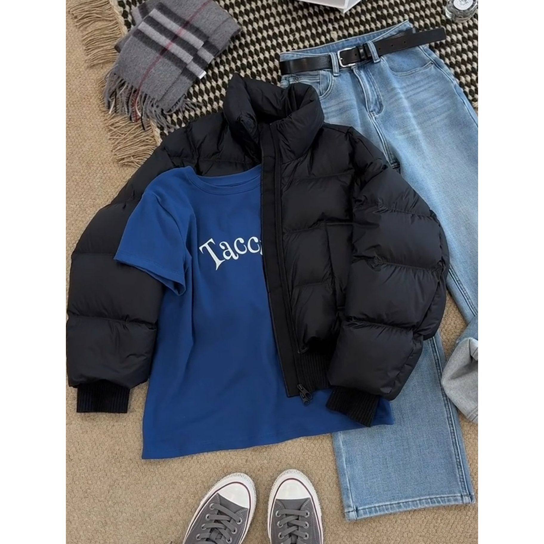 黑色短款立领棉服女装2026年冬季新款小个子韩系感通勤风外套